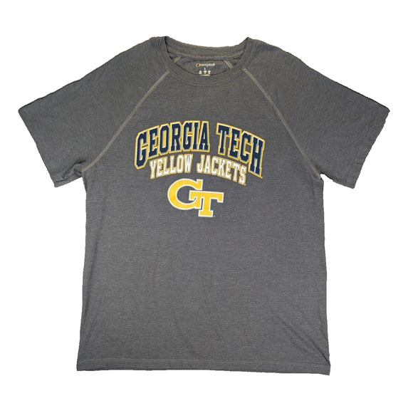 Georgia Tech Yellow Jackets T-Shirt Large Men's Champion Short Sleeve Gray Tee - Picture 1 of 6